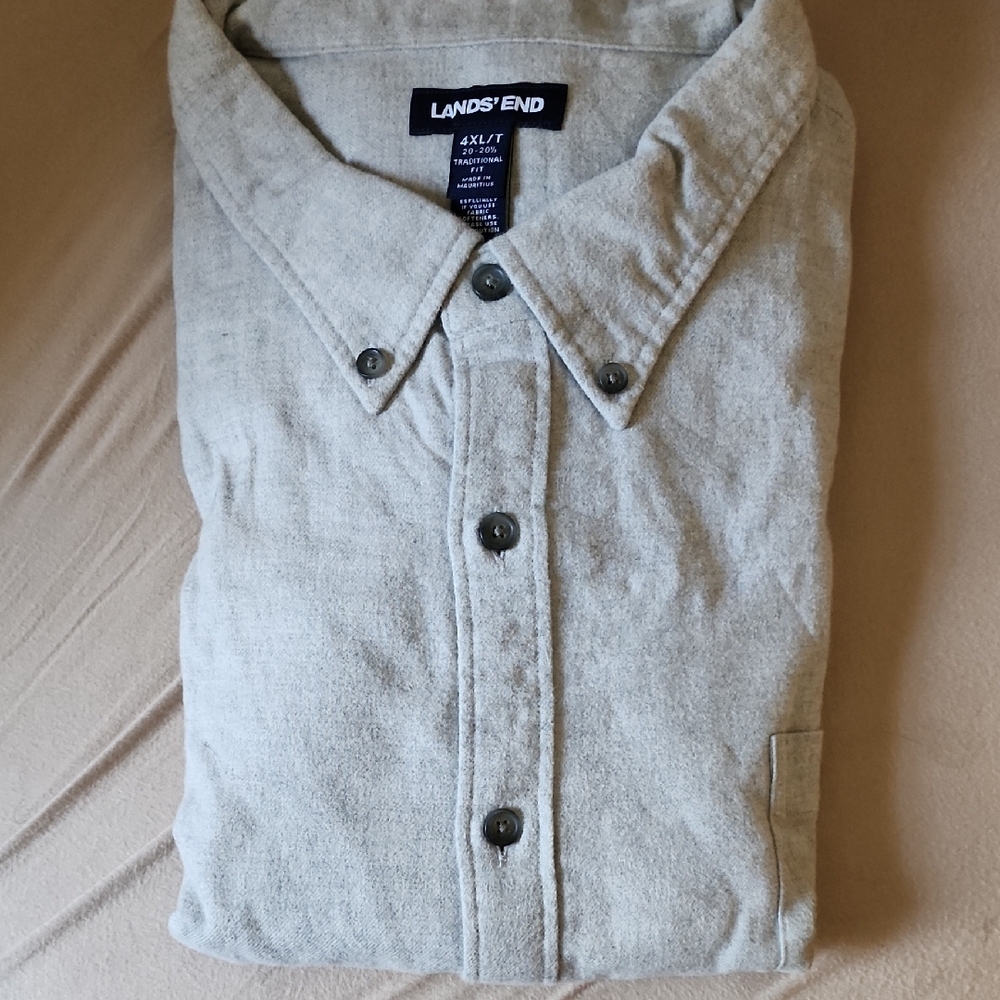 Lands' End Gray Button-Up Shirt